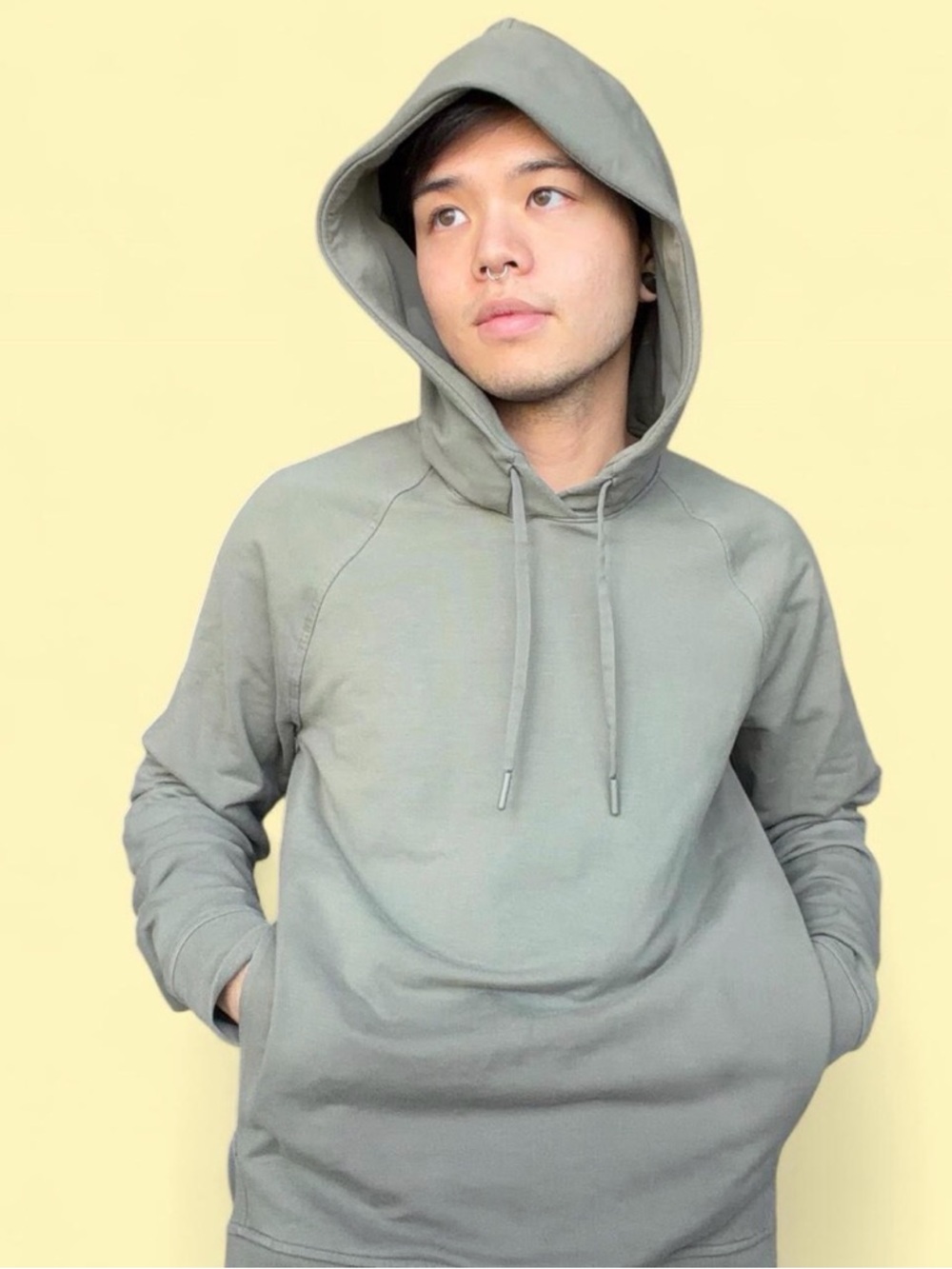 Lululemon Men's Sage Green Hooded Pullover Sweatshirt